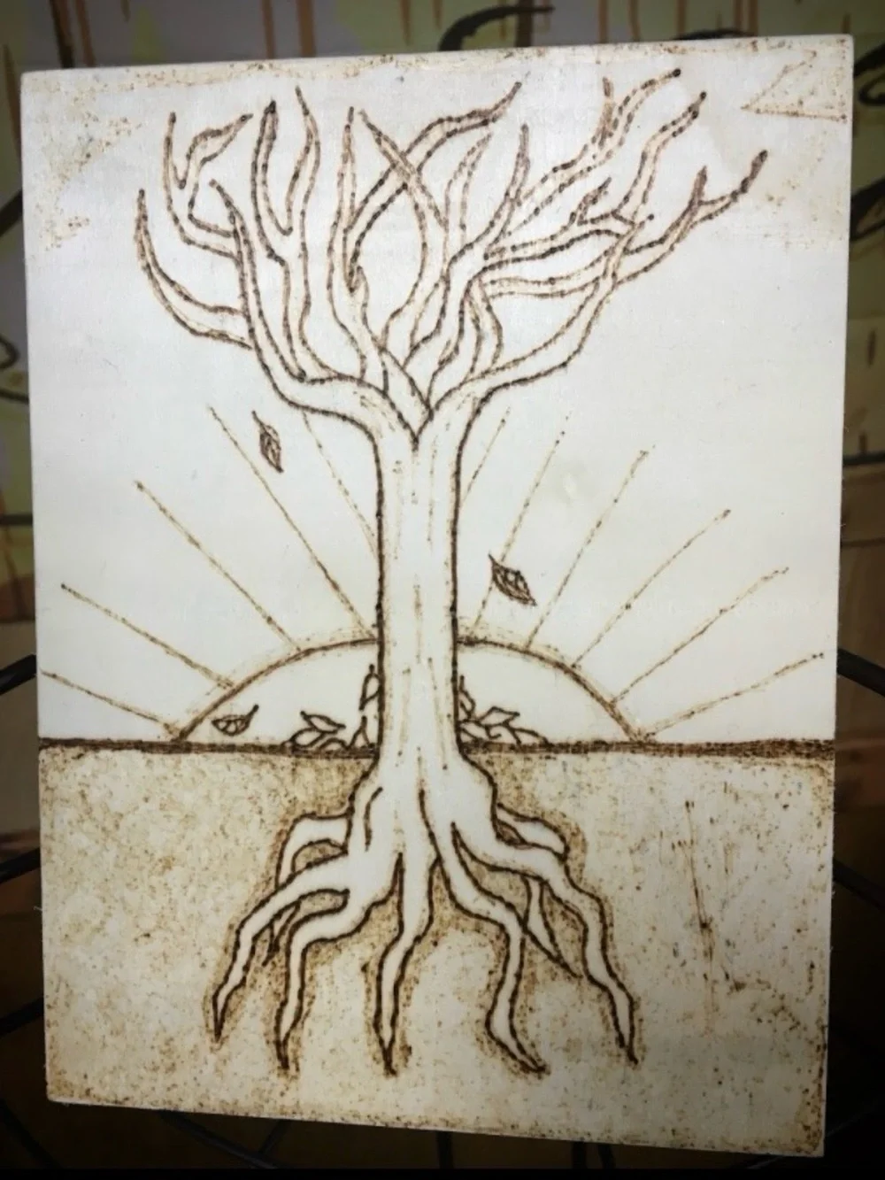 Wooden Tree Canvas Burn